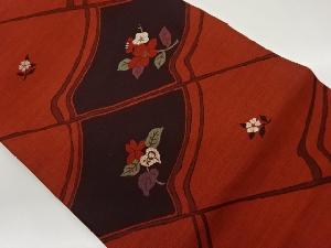 瓦に花模様織出し名古屋帯